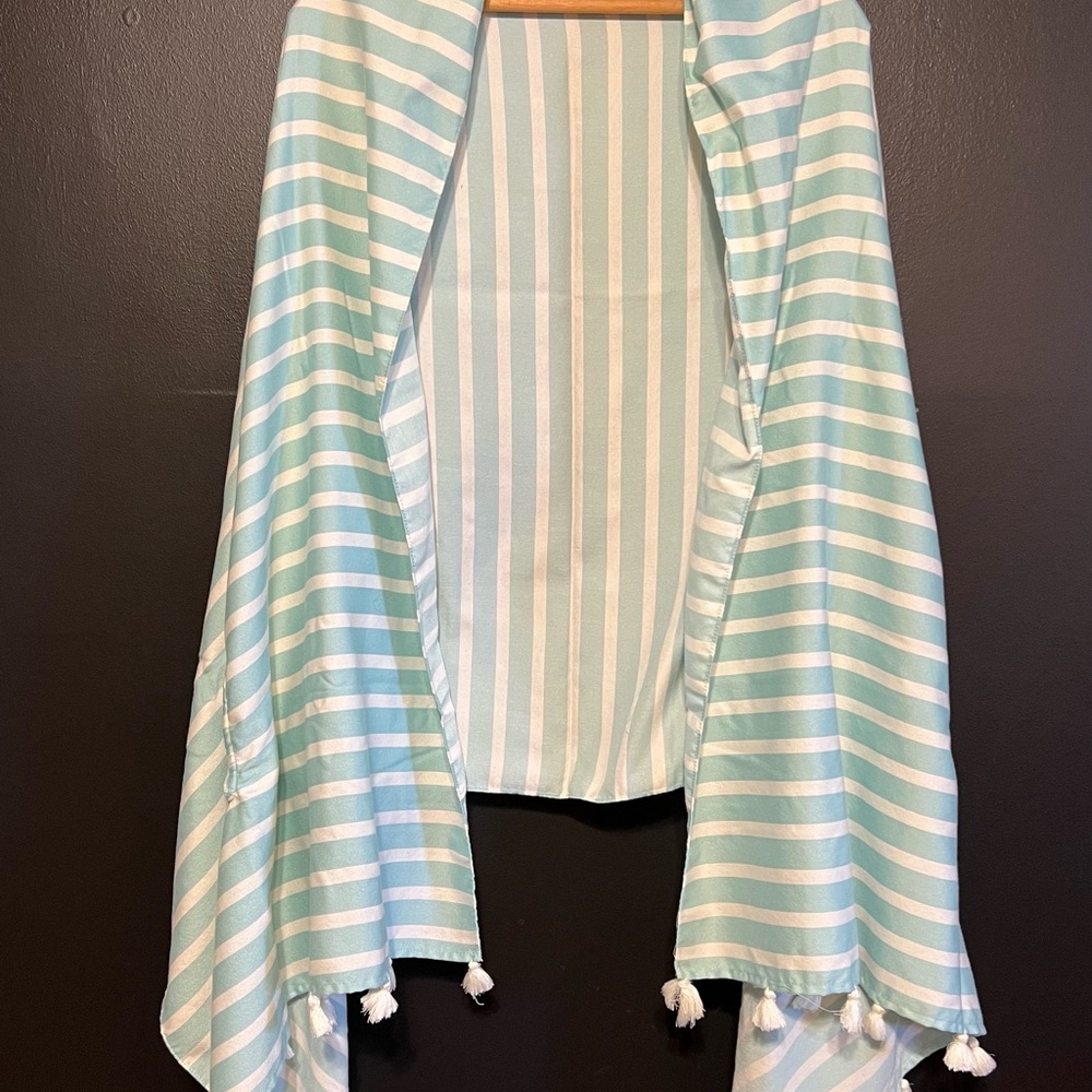 J. Crew Striped Aqua and Ivory Swim Cover